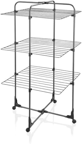 Leifheit Turmtrockner Classic Tower 270 – Platzsparender Wäscheturm mit 27m Leinenlänge für Dusche und Balkon