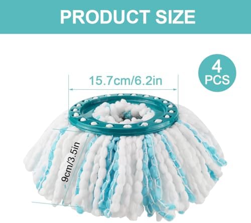Leifheit Clean Twist Ersatzkopf 4 Stück – 2-Faser-System für jeden Boden, optimaler Schmutzfang!