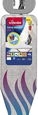 Vileda Total Reflect Plus XXL Bügelbrett mit Steckdose 130x44 cm | Höhenverstellbar & hitzebeständiger Bezug für Dampfbü
