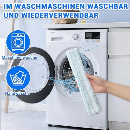 Leifheit Fensterwischer L – 3 Mikrofaser Ersatzbezüge, stark saugfähig, einfache Montage für beste Glasreinigung zuhause