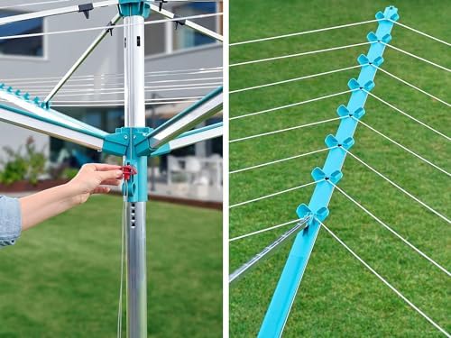 Leifheit Wäschespinne Linomatic 500 Easy – 50m Leinen, Easy-Lift-System für effizientes Wäschetrocknen im Garten!