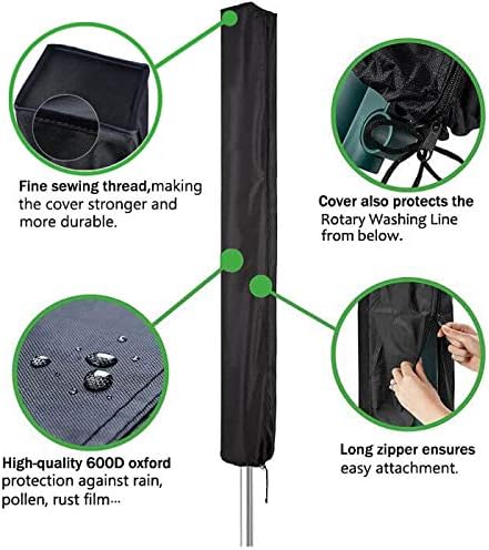 Wasserdichte Schutzhülle für Wäschespinne und Ampelschirme – Hochdichte 600D Oxford PVC mit Reißverschluss, Grau – Ideal