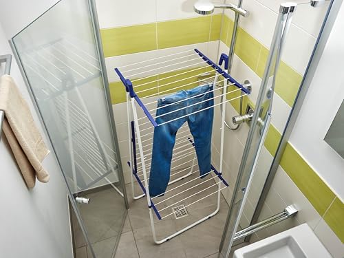 Leifheit Turmtrockner Classic Tower 270 – Platzsparender Wäscheturm mit 27m Leinenlänge für Dusche und Balkon