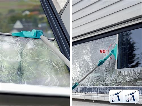 Leifheit 2in1 Fensterabzieher M Pro Reach – 28cm Wischbreite, verstellbarer Reinigungswinkel für Dusche & Fenster!