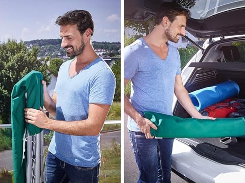 Leifheit LinoPop-Up 140 Wäschespinne – platzsparender Standtrockner mit 14m Leinenarmen und Knopföffnung für engen Raum