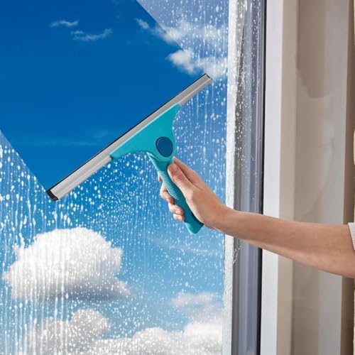 Leifheit Fensterabzieher 2in1 XL Pro Reach – Duschabzieher mit 40 cm Wischbreite, verstellbarem Winkel, ideal für große
