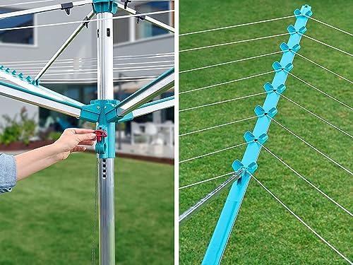 Leifheit Wäschespinne Linomatic 500 Easy – 50m Leinen, Easy-Lift-System für effizientes Wäschetrocknen im Garten!