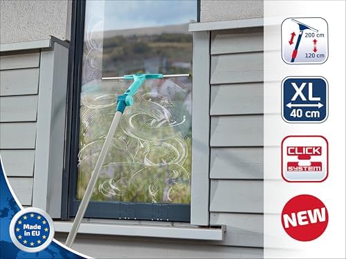 Leifheit Fensterabzieher 2in1 XL Pro Reach – Duschabzieher mit 40 cm Wischbreite, verstellbarem Winkel, ideal für große