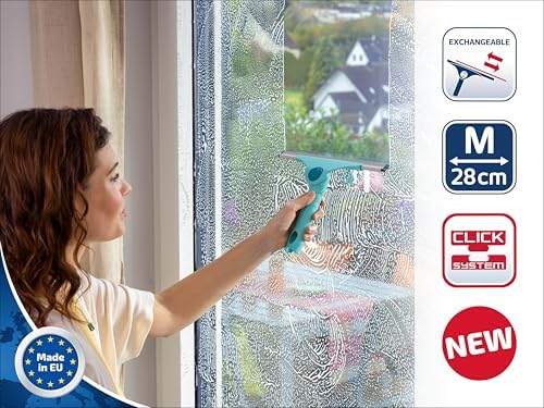 Leifheit Fensterabzieher 2in1 XL Pro Reach – Duschabzieher mit 40 cm Wischbreite, verstellbarem Winkel, ideal für große