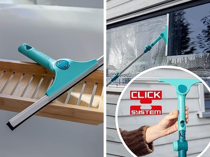 Leifheit 2in1 Fensterabzieher M Pro Reach – 28cm Wischbreite, verstellbarer Reinigungswinkel für Dusche & Fenster!