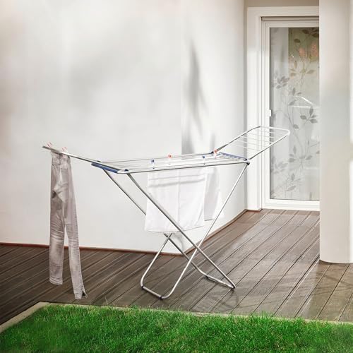 Leifheit Standtrockner Classic Siena 180 – Robuster Aluminium-Wäscheständer für drinnen & draußen mit 18m Trockenlänge