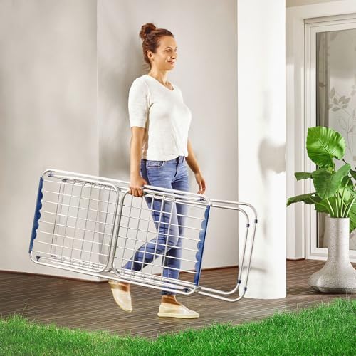 Leifheit Standtrockner Classic Siena 180 – Robuster Aluminium-Wäscheständer für drinnen & draußen mit 18m Trockenlänge