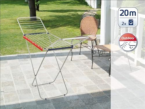 Leifheit Standtrockner Classic Siena 180 – Robuster Aluminium-Wäscheständer für drinnen & draußen mit 18m Trockenlänge