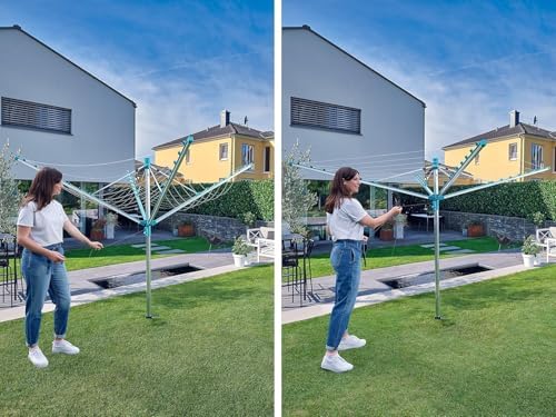 Leifheit Wäschespinne Linomatic 500 Easy – 50m Leinen, Easy-Lift-System für effizientes Wäschetrocknen im Garten!
