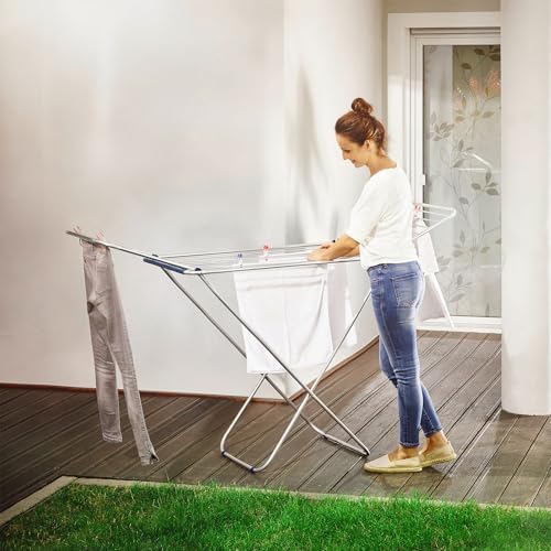Leifheit Standtrockner Classic Siena 180 – Robuster Aluminium-Wäscheständer für drinnen & draußen mit 18m Trockenlänge