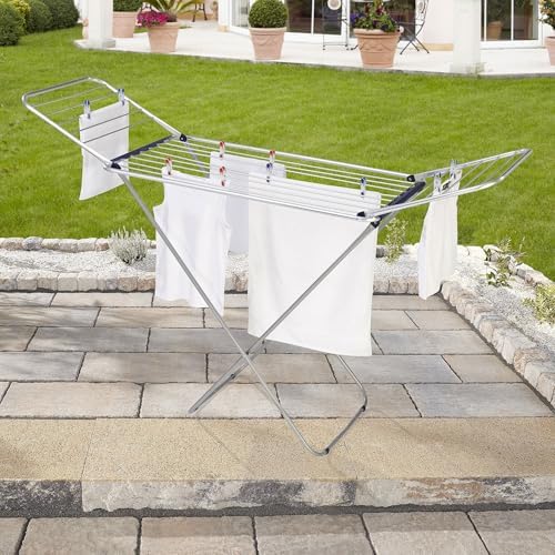 Leifheit Standtrockner Classic Siena 180 – Robuster Aluminium-Wäscheständer für drinnen & draußen mit 18m Trockenlänge