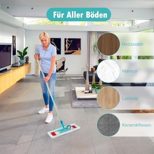 Leifheit Profi XL Wischbezüge - 4 Stück Mikrofaser Ersatzbezüge für Hartböden, ideal für saubere Böden!
