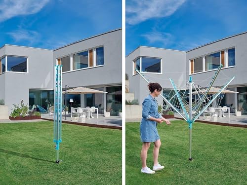 Leifheit Wäschespinne Linomatic 500 Easy – 50m Leinen, Easy-Lift-System für effizientes Wäschetrocknen im Garten!