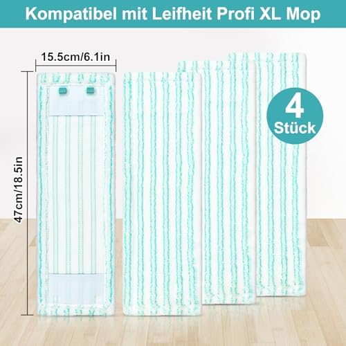 Leifheit Profi XL Mikrofaser Wischmopp Bezug 4er Set für alle Bodenwischer – Perfekte Reinigung für Zuhause!