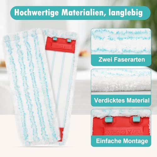 Leifheit Profi XL Wischbezüge - 4 Stück Mikrofaser Ersatzbezüge für Hartböden, ideal für saubere Böden!