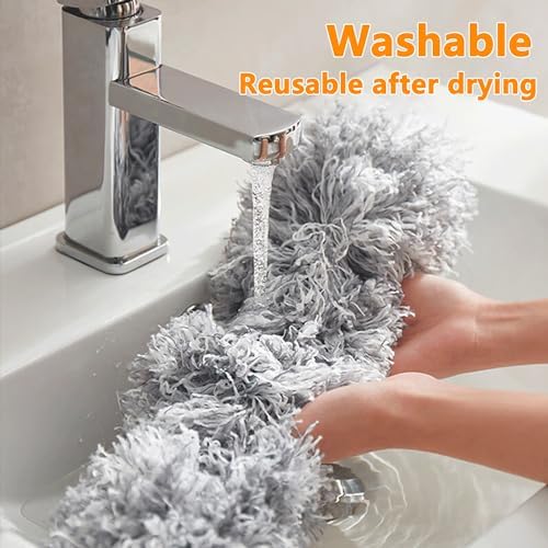 Staubwedel Teleskop Waschbar - Ausziehbarer Staubwischer bis 2,45m für hohe Decken und Deckenventilatoren, ergonomisch u