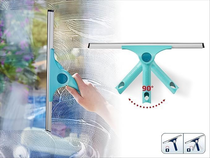 Leifheit 2in1 Fensterabzieher M Pro Reach – 28cm Wischbreite, verstellbarer Reinigungswinkel für Dusche & Fenster!