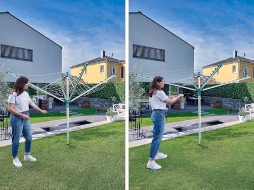 Leifheit Wäschespinne Linomatic 500 Easy – 50m Leinen, Easy-Lift-System für effizientes Wäschetrocknen im Garten!