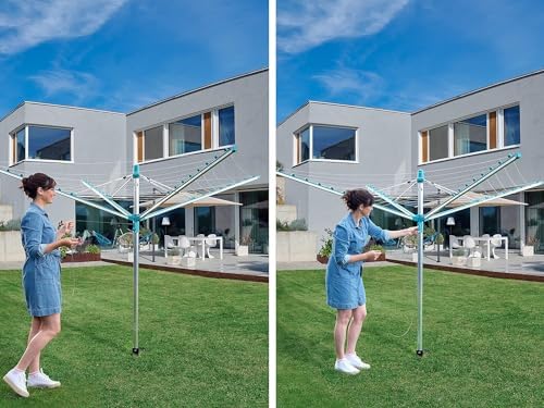 Leifheit Wäschespinne Linomatic 500 Easy – 50m Leinen, Easy-Lift-System für effizientes Wäschetrocknen im Garten!