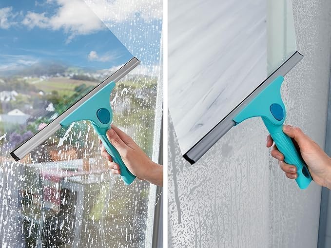 Leifheit Fensterabzieher 2in1 XL Pro Reach – Duschabzieher mit 40 cm Wischbreite, verstellbarem Winkel, ideal für große