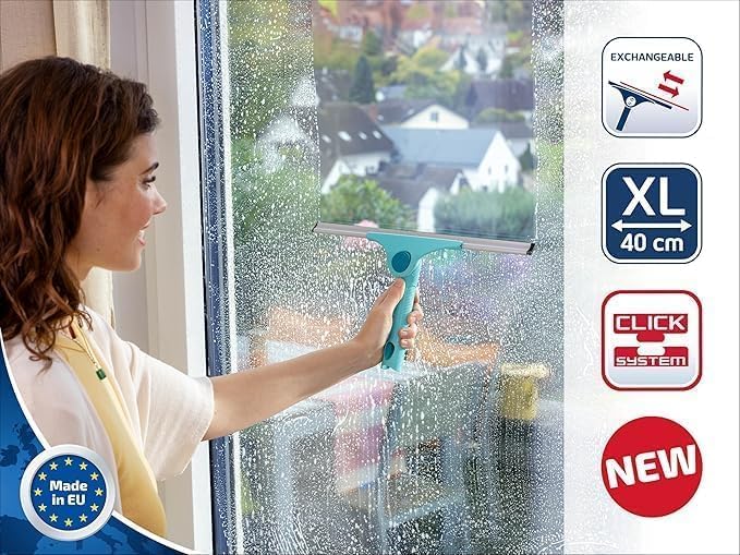 Leifheit 2in1 Fensterabzieher M Pro Reach – 28cm Wischbreite, verstellbarer Reinigungswinkel für Dusche & Fenster!